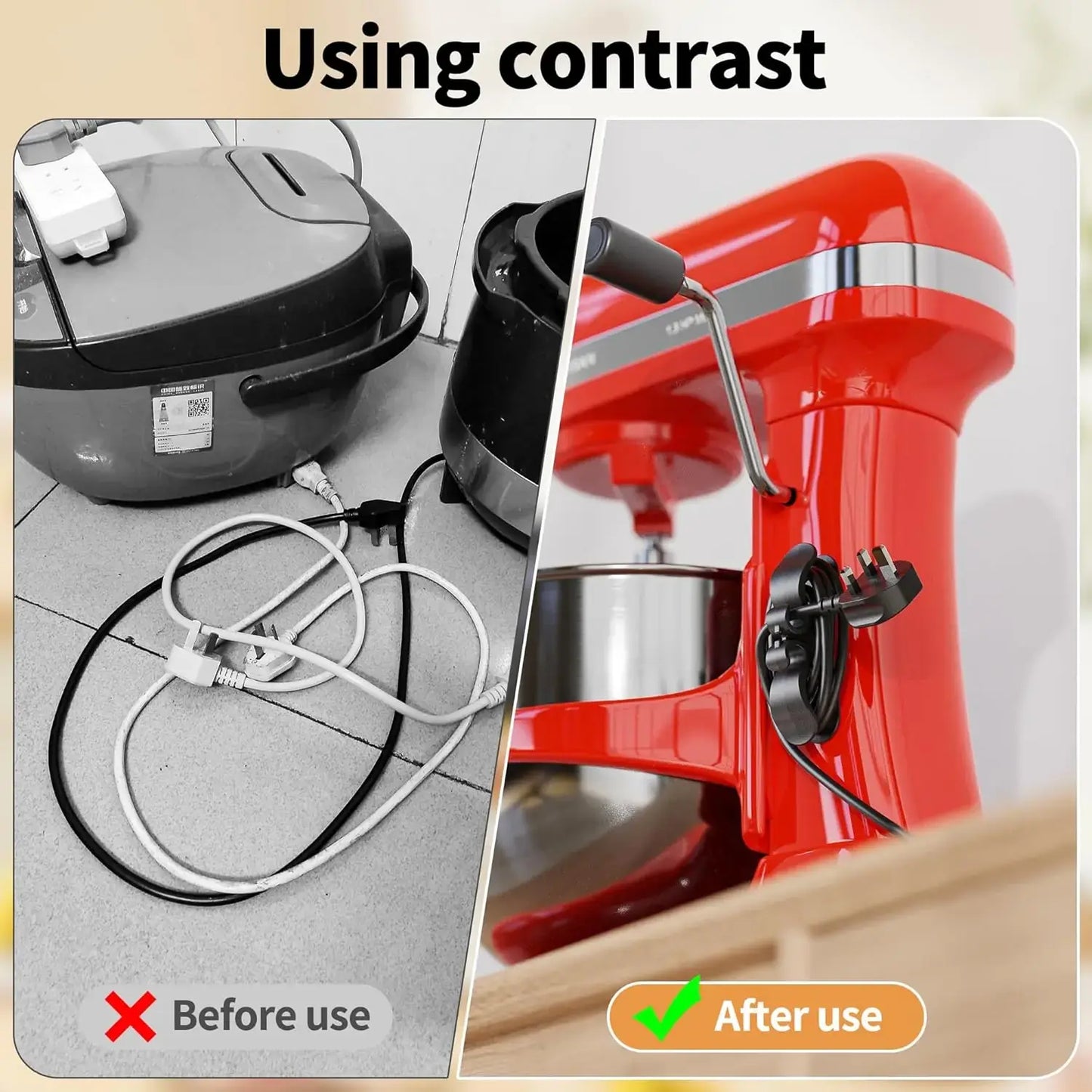 10-Pack Kitchen Appliance Cord Organizer - Adhesive Cable Management Hooks for Home