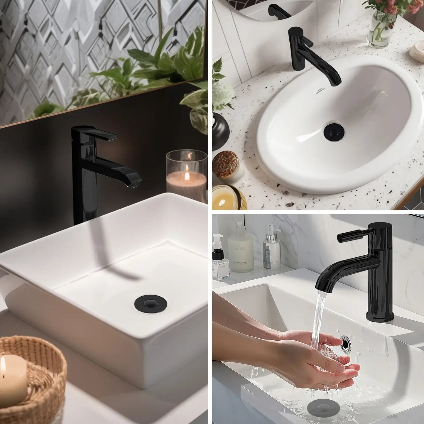 3-in-1 Universal Pop-Up Sink Drain Strainer - Anti-Clog Filter for Bathroom Basins