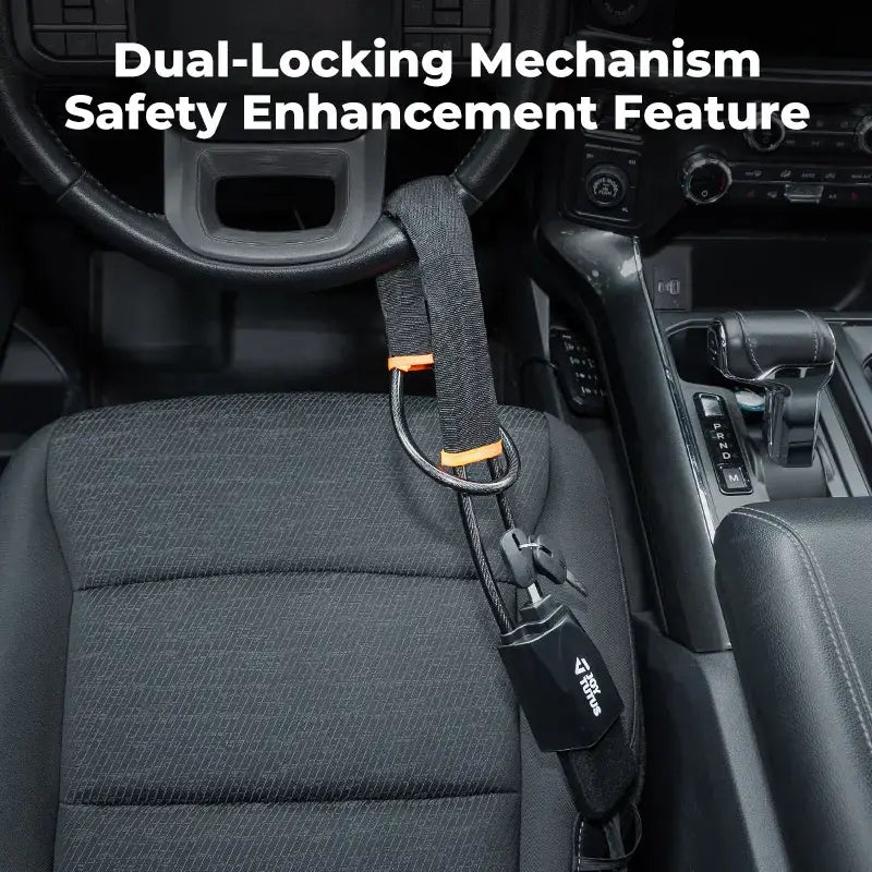 Universal Steering Wheel Lock - Anti-Theft Car Security Cable with 3 Keys