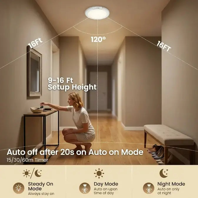 Rechargeable Motion Sensor Ceiling Light with Remote & 3 Color Modes