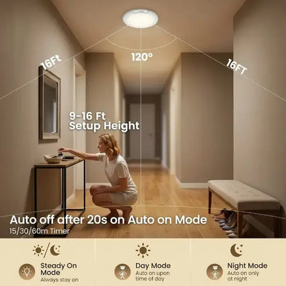 Rechargeable Motion Sensor Ceiling Light with Remote & 3 Color Modes