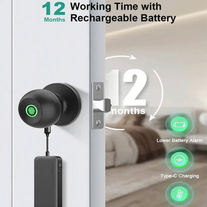 Biometric Fingerprint Smart Door Lock - Keyless Entry for Bedroom & Home