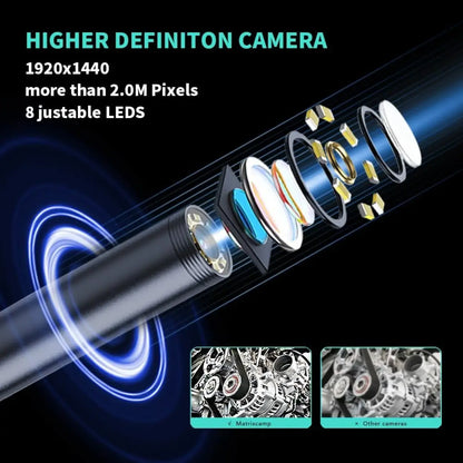 1920P HD Endoscope Inspection Camera with 8 LED Lights - 16.4ft Semi-Rigid Borescope