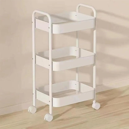 3-Tier Rolling Storage Cart with 6 Hooks - Heavy Duty Mobile Utility Organizer
