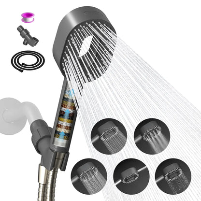 High-Pressure Filtered Handheld Shower Head - 5-Mode Water Softener for Hair & Skin