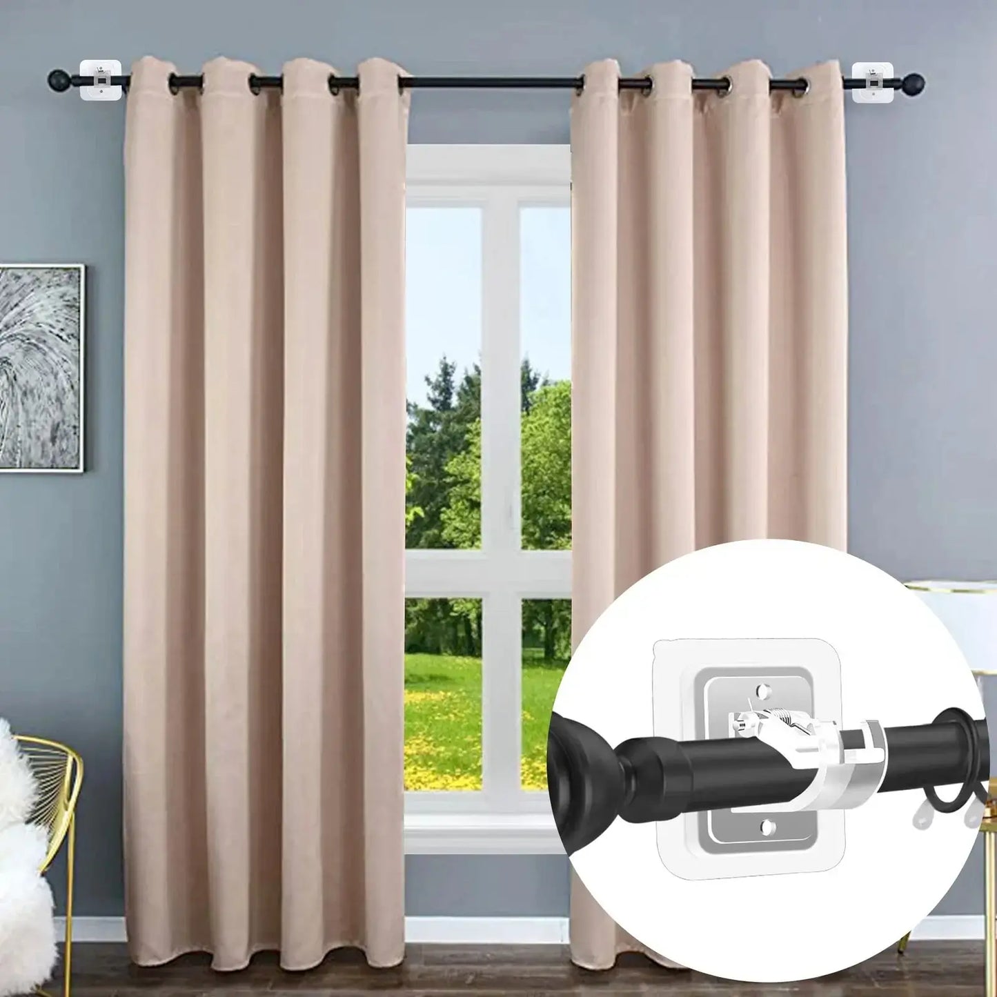 Transparent Adjustable Curtain Rod Brackets & Hooks for Home Organization