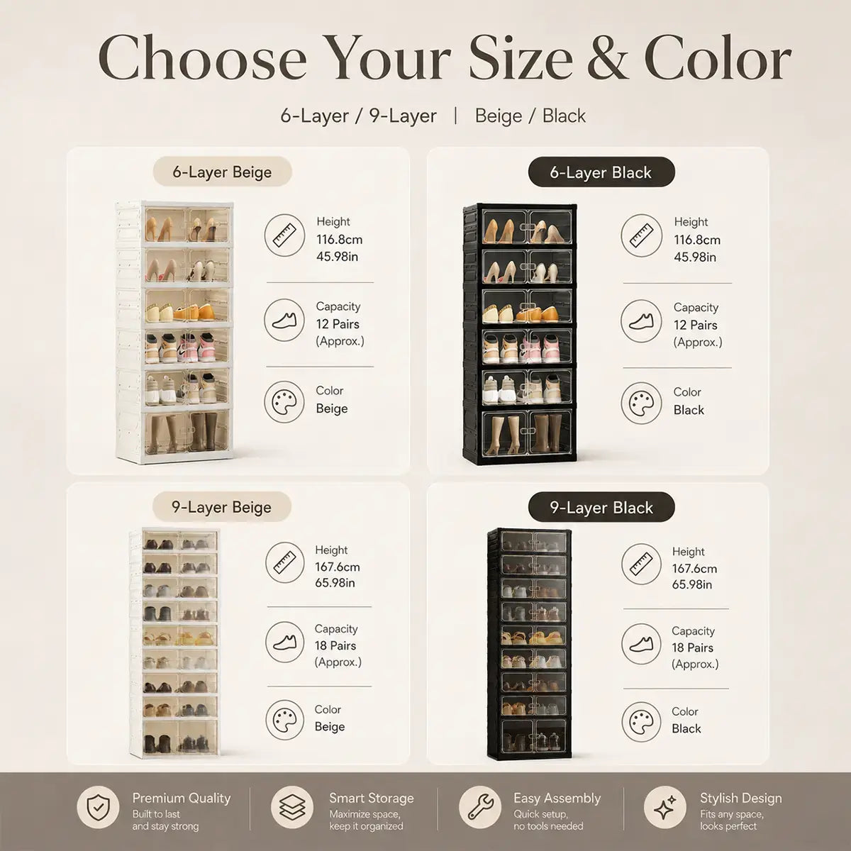 9-Tier Folding Shoe Rack – Large Capacity Magnetic Transparent Shoe Cabinet