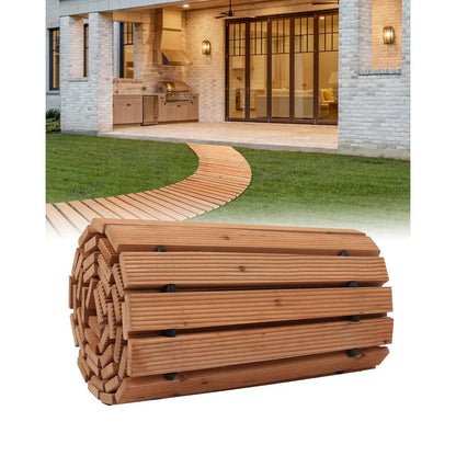 Roll-Out Cedar Wooden Garden Pathway - 8ft Non-Slip Outdoor Walkway for Backyard