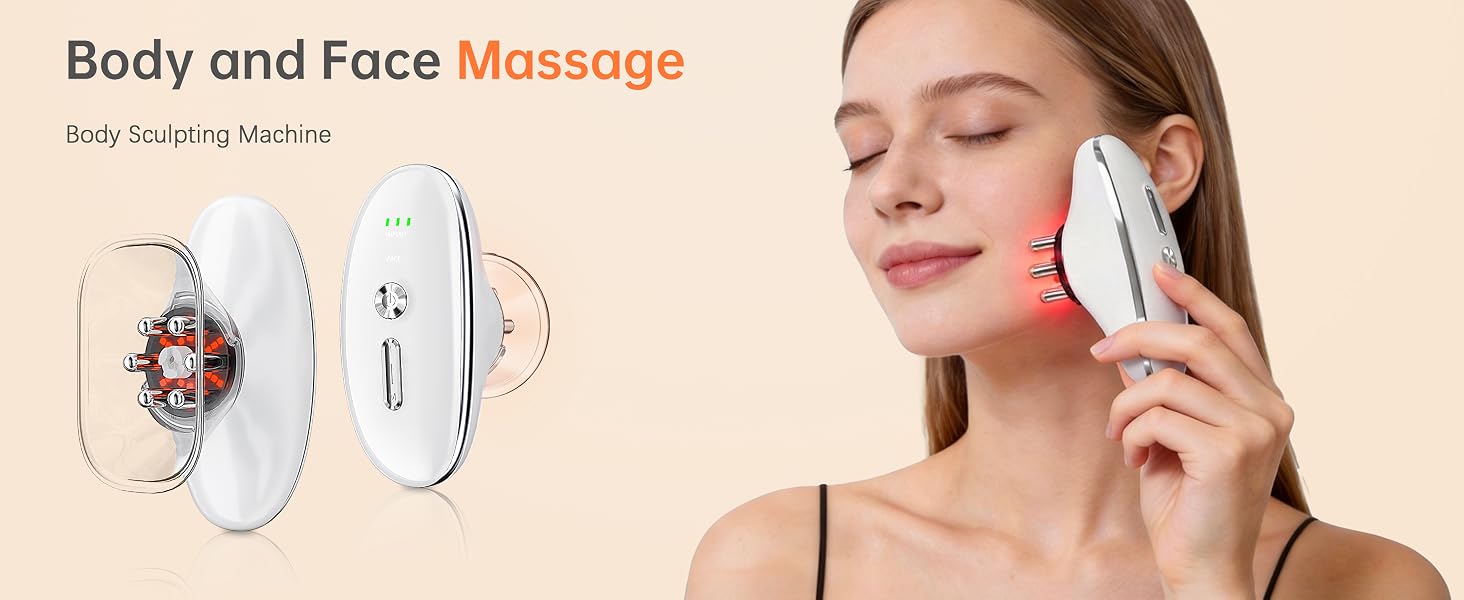3-in-1 Face & Body Sculpting Massager - LED Skin Tightening & Lymphatic Drainage - 7