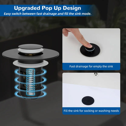 3-in-1 Universal Pop-Up Sink Drain Strainer - Anti-Clog Filter for Bathroom Basins