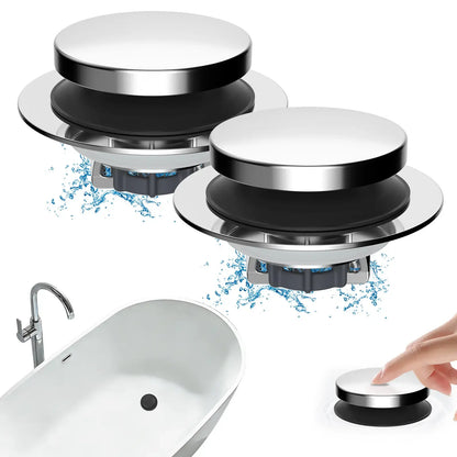 3-in-1 Bathtub Drain Stopper & Hair Catcher - Universal Chrome Tub Strainer Plug