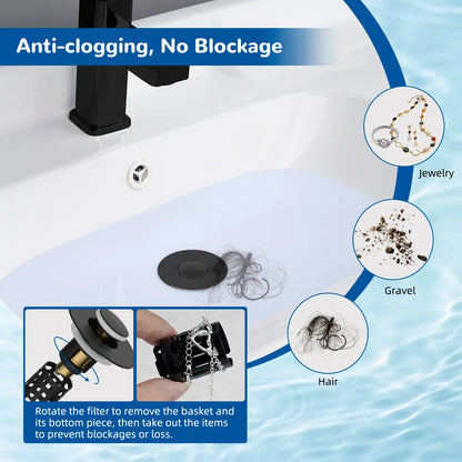 3-in-1 Universal Pop-Up Sink Drain Strainer - Anti-Clog Filter for Bathroom Basins