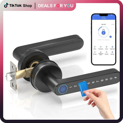 Smart Biometric Fingerprint Door Lock - Keyless Entry Digital Handle with App Control