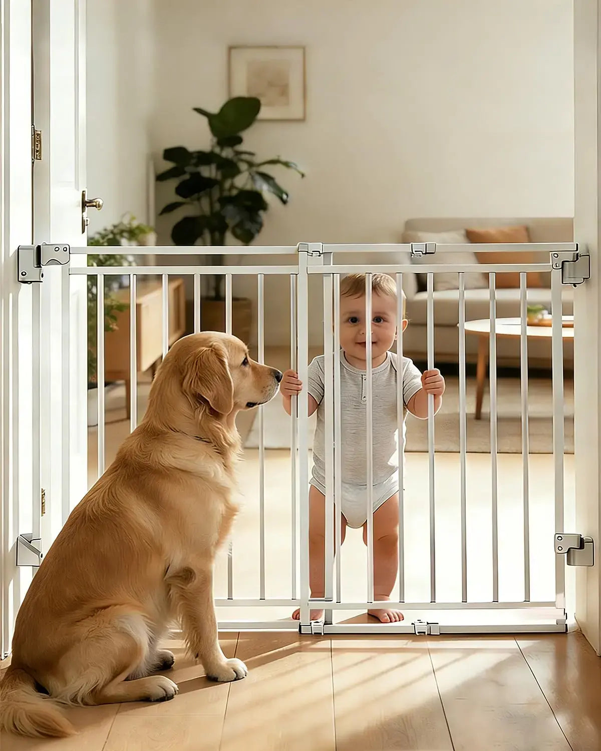 Adjustable Baby Safety Gate - Walk-Through Pet Barrier for Stairs & Doorways