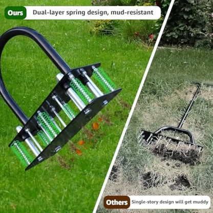 Heavy Duty Lawn Aerator with 15 Spikes - Adjustable Garden Soil Aerator Tool