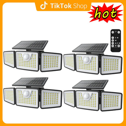 Solar Powered 2500LM 3-Head Motion Sensor Security Spotlight - IP65 Waterproof
