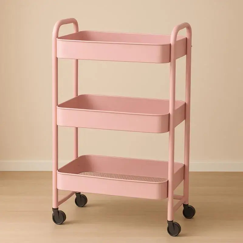 3-Tier Rolling Storage Cart with 6 Hooks - Heavy Duty Mobile Utility Organizer