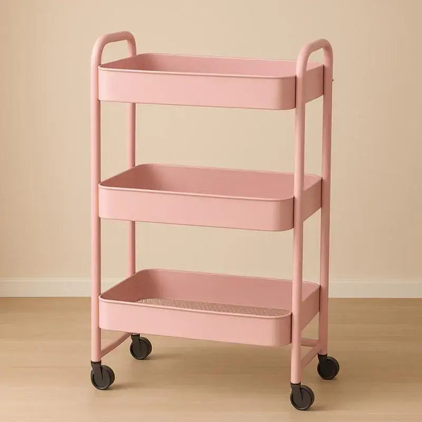 3-Tier Rolling Storage Cart with 6 Hooks - Heavy Duty Mobile Utility Organizer
