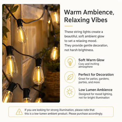 Solar LED String Lights - Waterproof Outdoor Garden Patio Lighting with Remote
