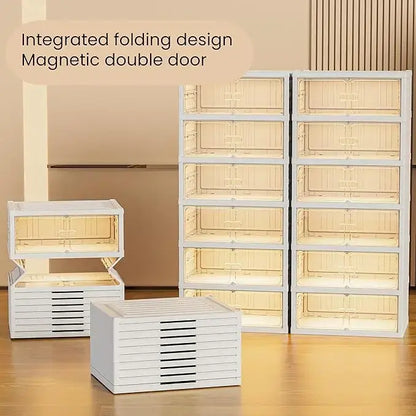 9-Tier Foldable Shoe Rack Organizer - Portable Clear Magnetic Door Storage Cabinet