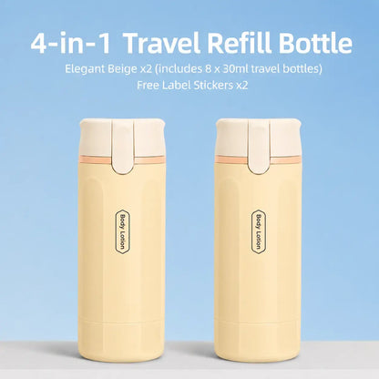 4-in-1 Travel Cosmetic Dispenser – Leak-Proof Refillable Toiletry Organizer Bottle