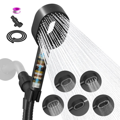 High-Pressure Filtered Handheld Shower Head - 5-Mode Water Softener for Hair & Skin