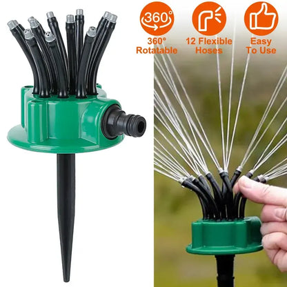 360° Rotating Multi-Nozzle Lawn Sprinkler - Adjustable Automatic Garden Watering System