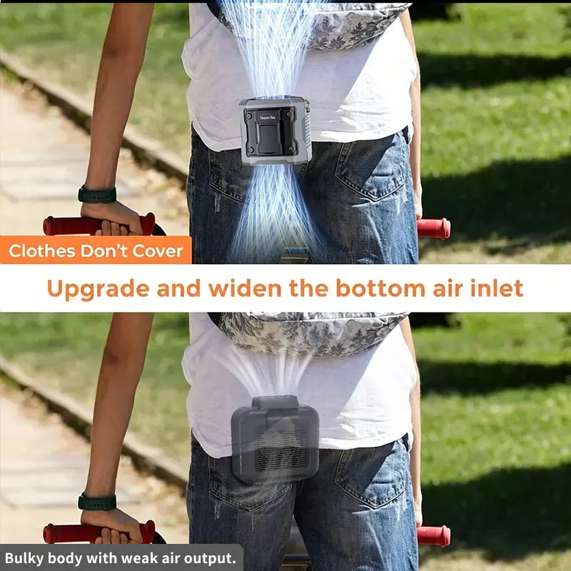 199-Speed Handheld Portable Waist Fan - USB Rechargeable Cooling Fan with Flashlight