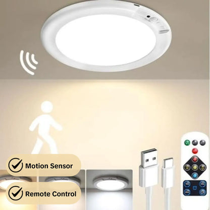 Rechargeable Motion Sensor Ceiling Light with Remote & 3 Color Modes