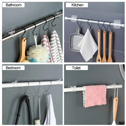 Transparent Adjustable Curtain Rod Brackets & Hooks for Home Organization