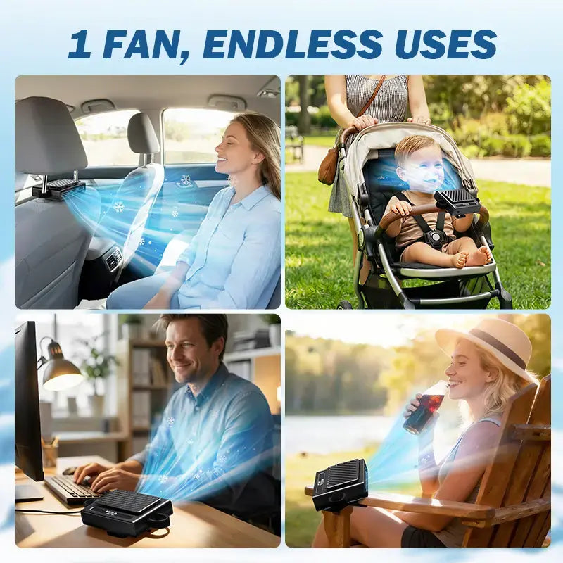 USB Dual Turbo Car Fan - 5-Speed Adjustable Auto Cooling Air Fan for Dashboard