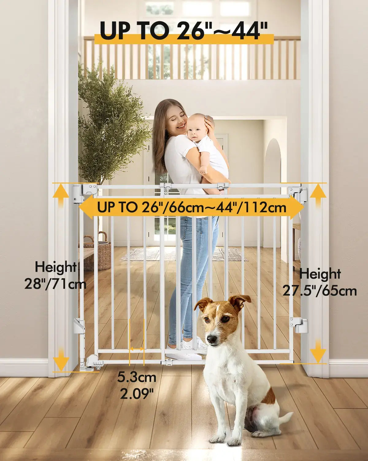 Adjustable Baby Safety Gate - Walk-Through Pet Barrier for Stairs & Doorways