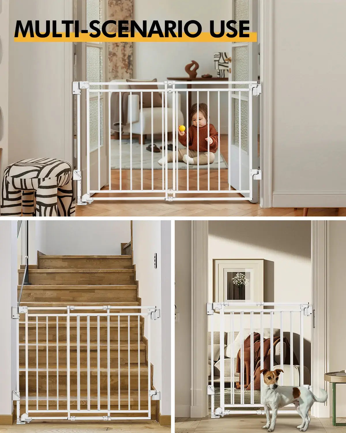 Adjustable Baby Safety Gate - Walk-Through Pet Barrier for Stairs & Doorways