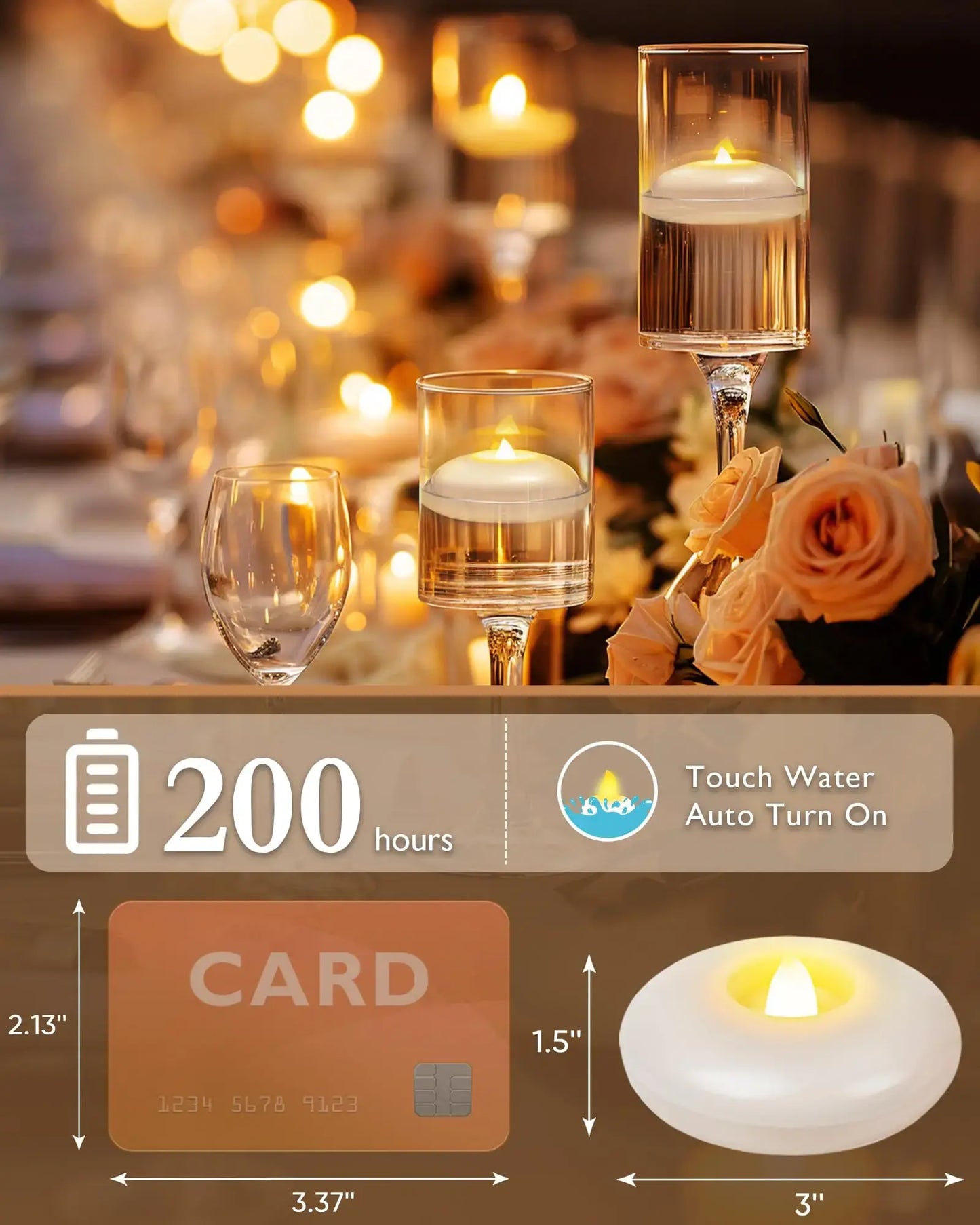 Flameless LED Floating Candles - Waterproof Battery Operated Tea Lights