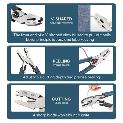 6-in-1 Multi-Function Wire Stripper Pliers - CR-V Steel Electrical Cutting Tool