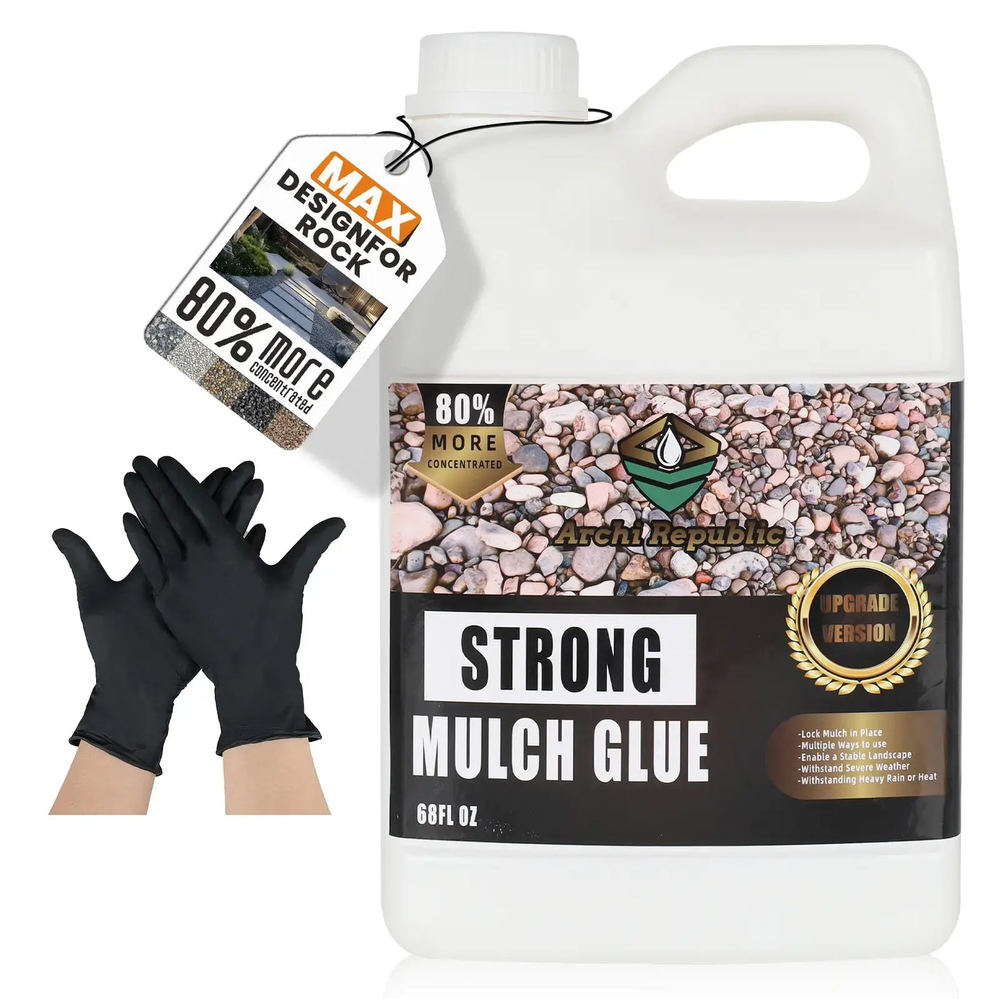 Heavy-Duty Mulch Glue 68oz Concentrate - Landscape Stone & Gravel Adhesive for Garden