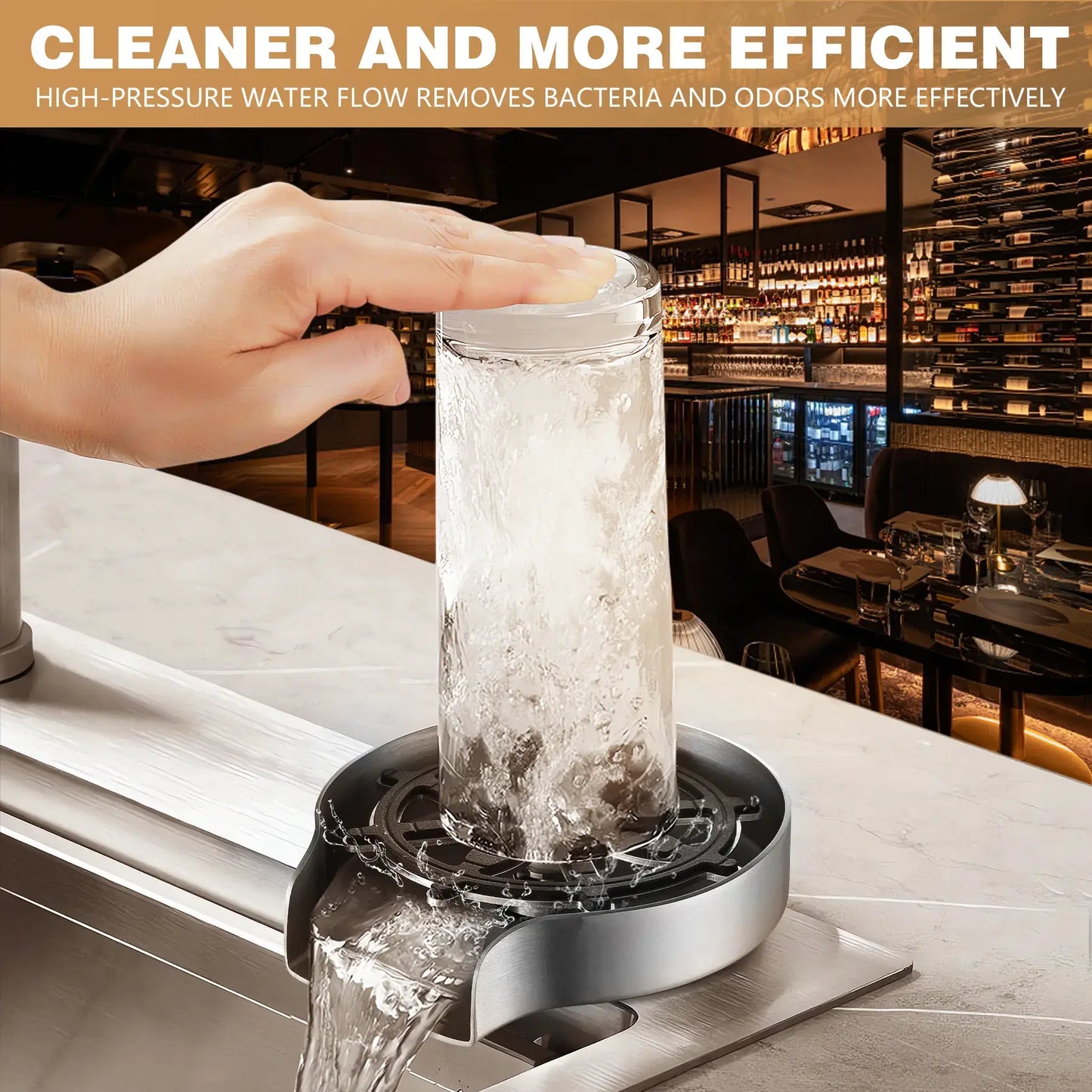 Stainless Steel Kitchen Sink Cup Washer – High-Pressure Automatic Glass Rinser