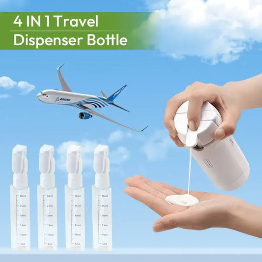 4-in-1 Travel Cosmetic Dispenser – Leak-Proof Refillable Toiletry Organizer Bottle