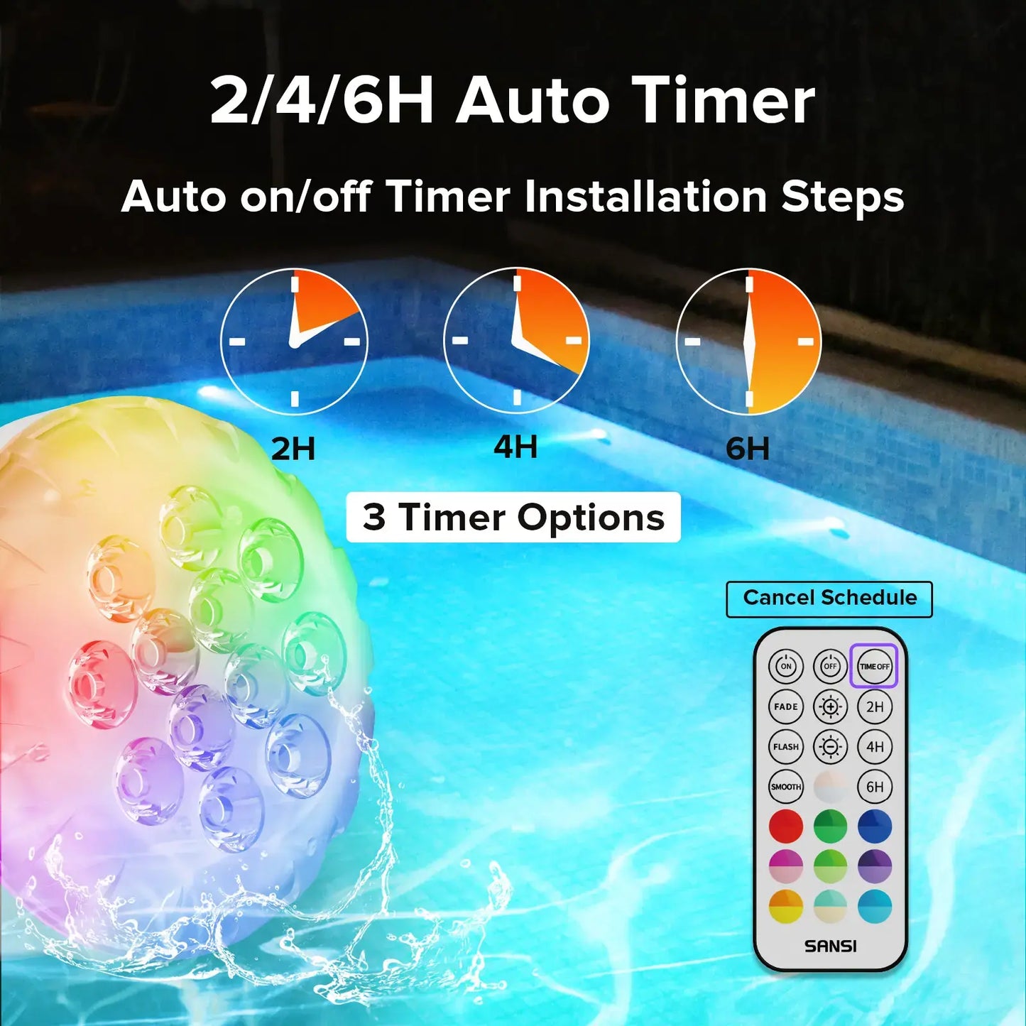 RGB Color Changing LED Pool Lights - Remote Control Waterproof Underwater Pool Decor