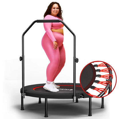 40" Foldable Fitness Mini Trampoline - Silent Rebounder with Adjustable Handle