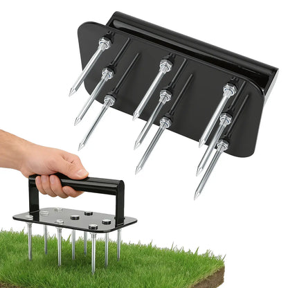 Heavy Duty Lawn Aerator with 15 Spikes - Adjustable Garden Soil Aerator Tool