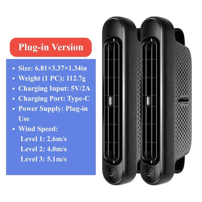 USB Dual Turbo Car Fan - 5-Speed Adjustable Auto Cooling Air Fan for Dashboard