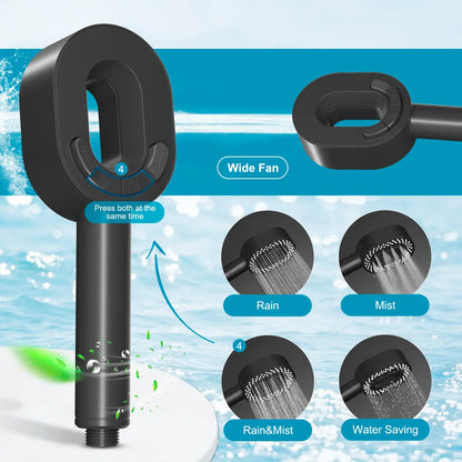 High-Pressure Filtered Handheld Shower Head - 5-Mode Water Softener for Hair & Skin