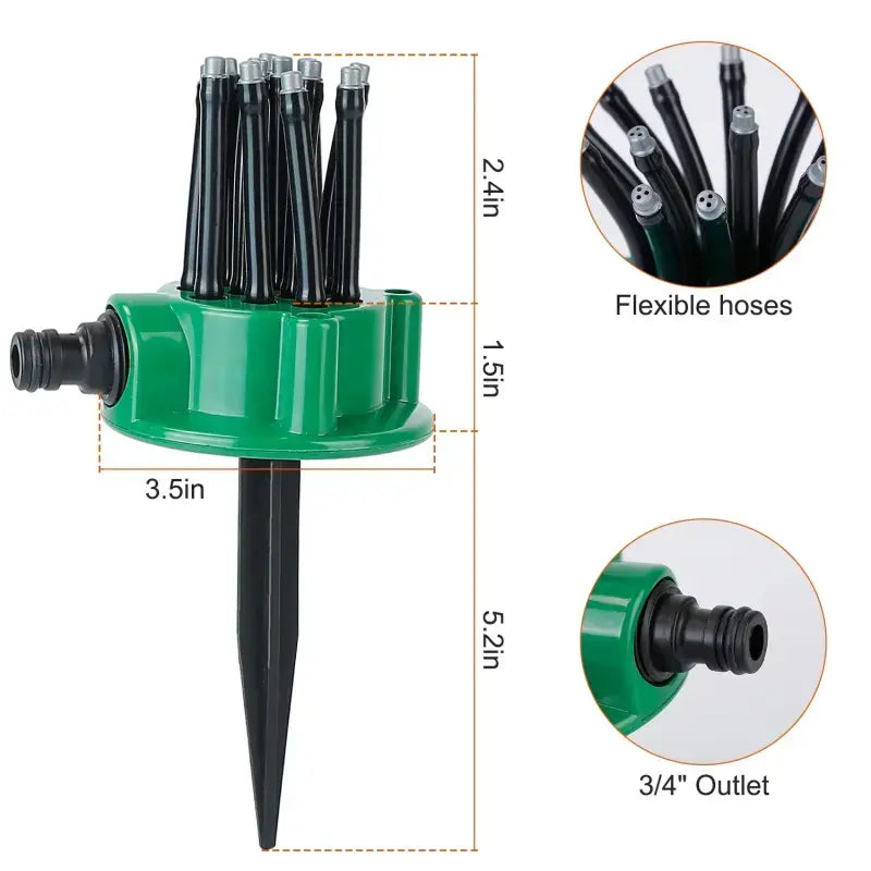 360° Rotating Multi-Nozzle Lawn Sprinkler - Adjustable Automatic Garden Watering System