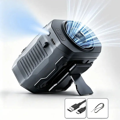 199-Speed Handheld Portable Waist Fan - USB Rechargeable Cooling Fan with Flashlight