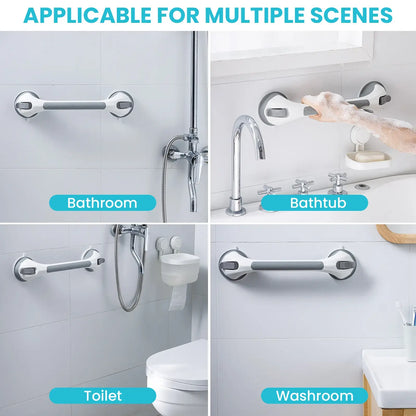 16-Inch Suction Cup Shower Grab Bar - Heavy-Duty Bathroom Safety Handle for Seniors