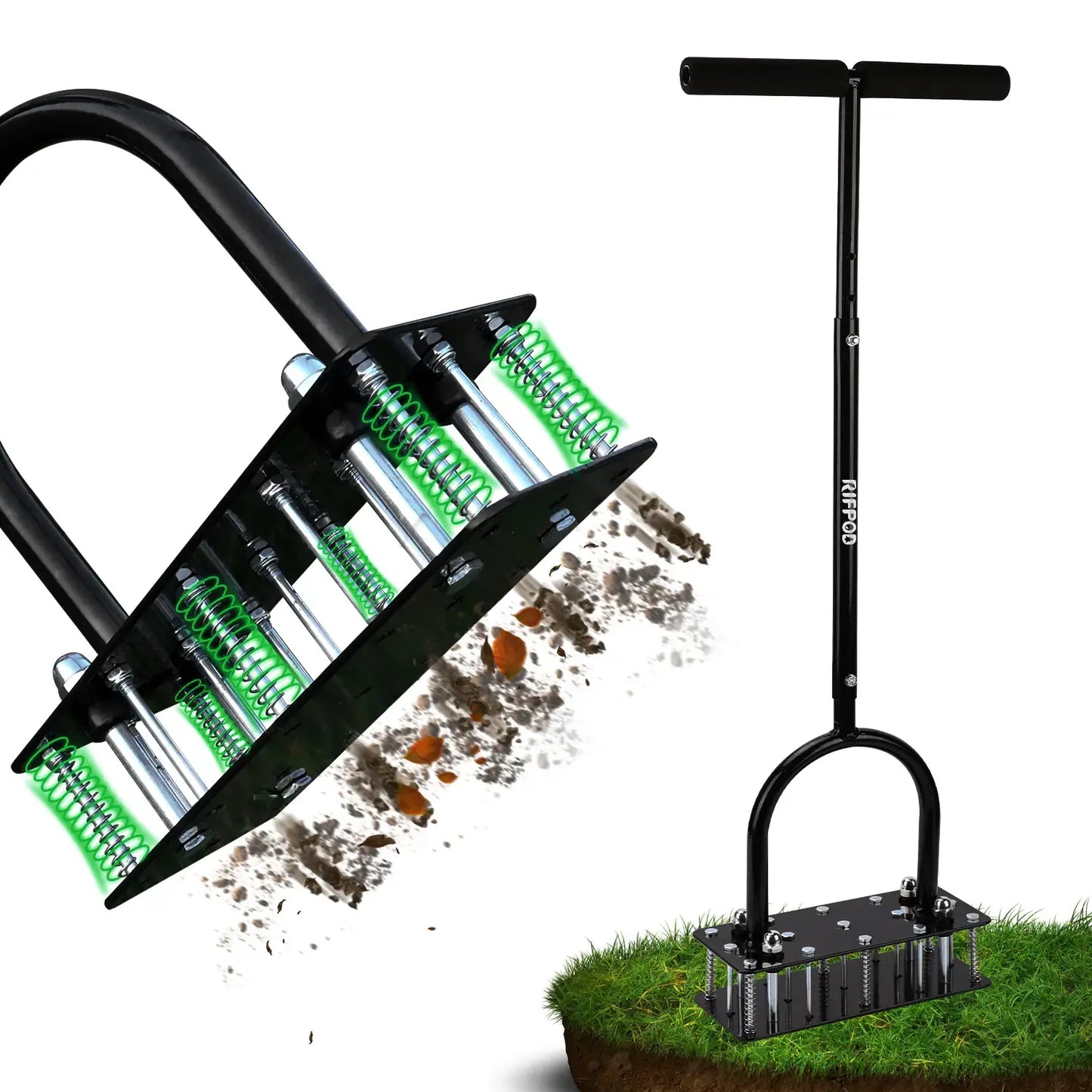 Heavy Duty Lawn Aerator with 15 Spikes - Adjustable Garden Soil Aerator Tool