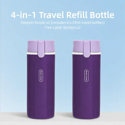 4-in-1 Travel Cosmetic Dispenser – Leak-Proof Refillable Toiletry Organizer Bottle