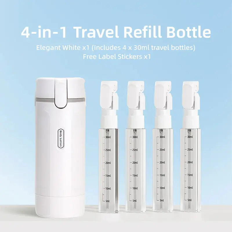 4-in-1 Travel Cosmetic Dispenser – Leak-Proof Refillable Toiletry Organizer Bottle