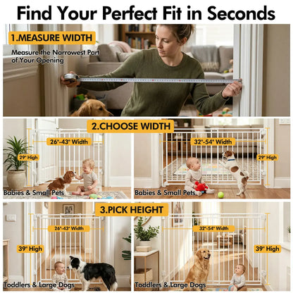 Adjustable Baby Safety Gate - Walk-Through Pet Barrier for Stairs & Doorways